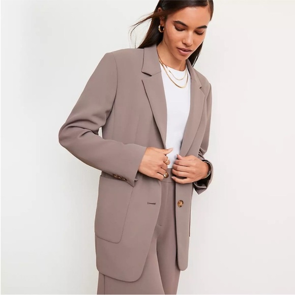 LOFT Versa Classic Brown Longline Oversized Blazer - Picture 1 of 10